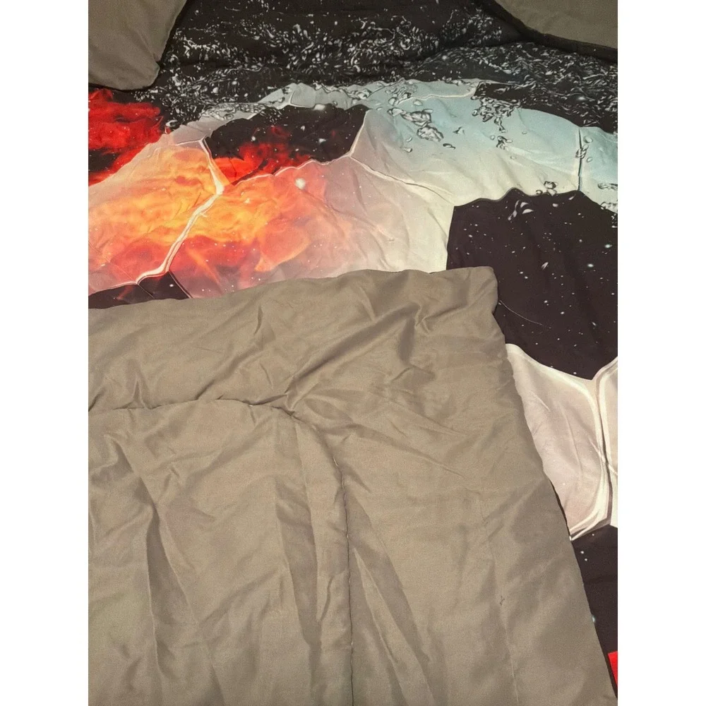 Unbranded Soccer Comforter Kids Black Red Fire & Water Galaxy ~2 sets twin sheet